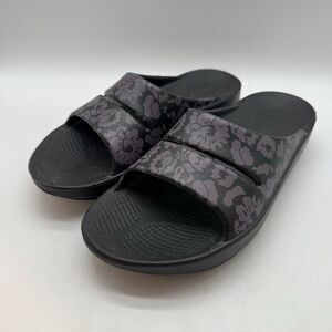 OOfos OOahh Limited Sport Slide Sandals Women's 9 Midnight Tropics Comfort Shoes